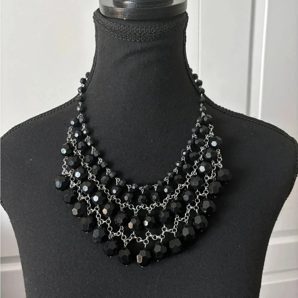 Handmade | Ornate Beaded  Black Statement Necklace - Picture 2 of 4